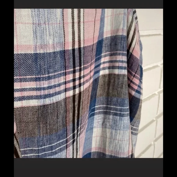 NWT Cloth & Stone sz XS/S Blue & Pink Plaid Linen Blend Swing Tank - Picture 8 of 12